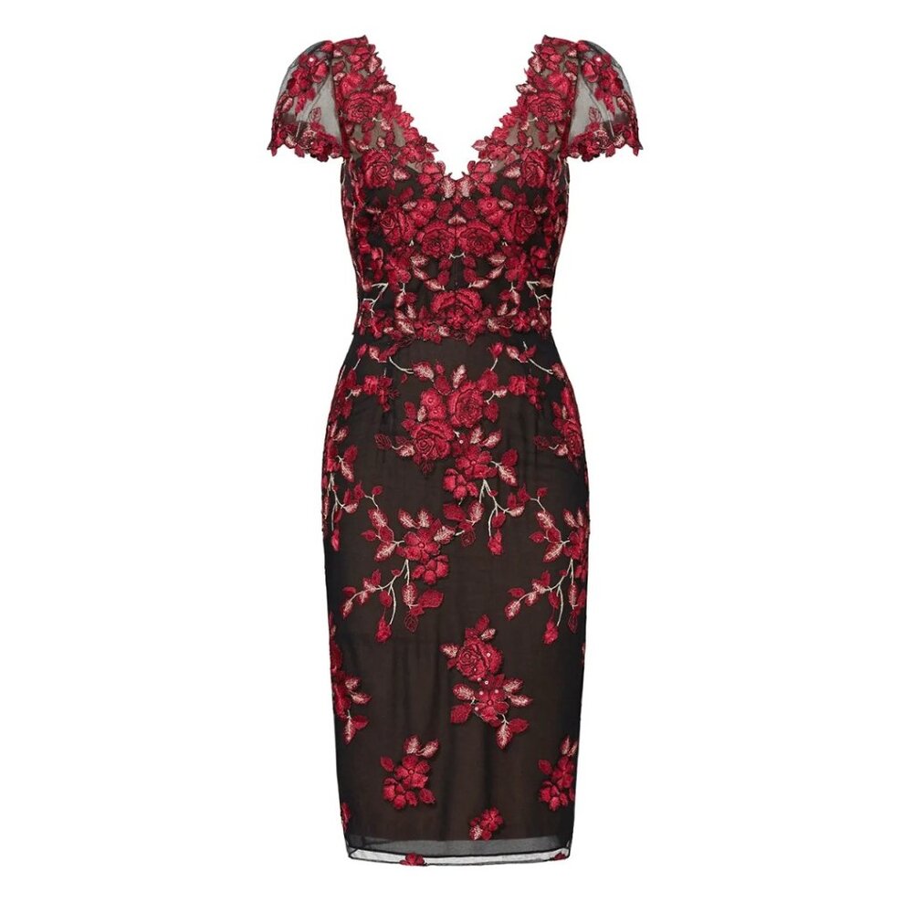 Marhesa Notte Red Floral Embroidered Sheath Dress - Picture 4 of 6